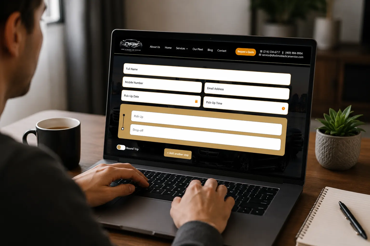 Traveler Booking Airport Transportation Online