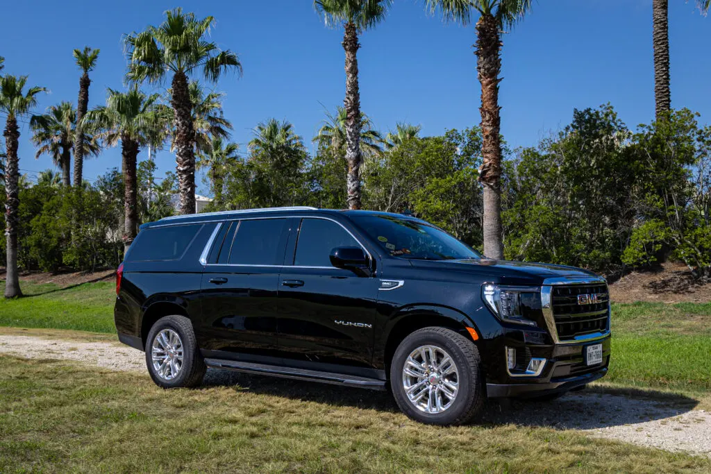 Executive luxury SUV on highway in Texas